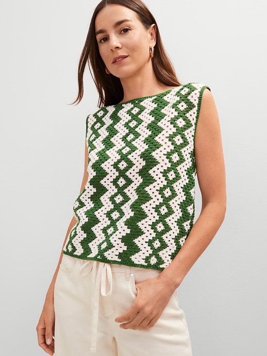 Ann Taylor Tops - Ann Taylor Geo Crochet Sweater Shell